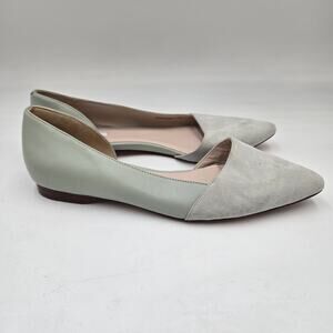 COLE HAAN Women's Mint Green Suede Leather D'orsay Pointy Flat Shoes Size 8.5B